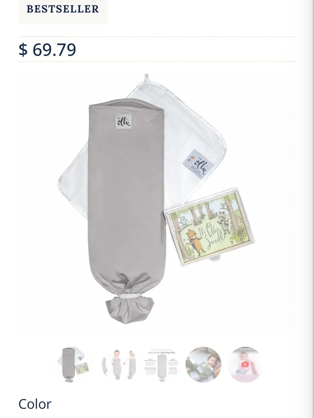 Ollie World Baby Swaddle Sack in Light Gray